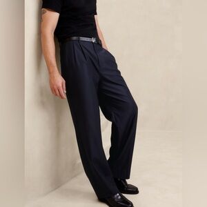 BANANA REPUBLIC SIGNATURE ITALIAN HOPSACK WIDE-LEG PANT